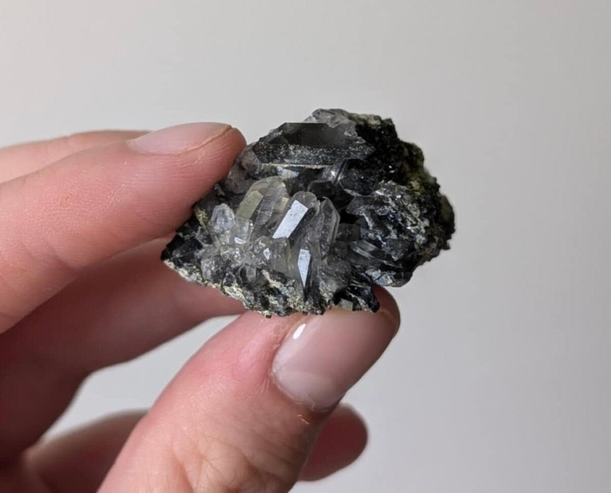 Gorgeous Epidote on Quartz Specimen Cluster