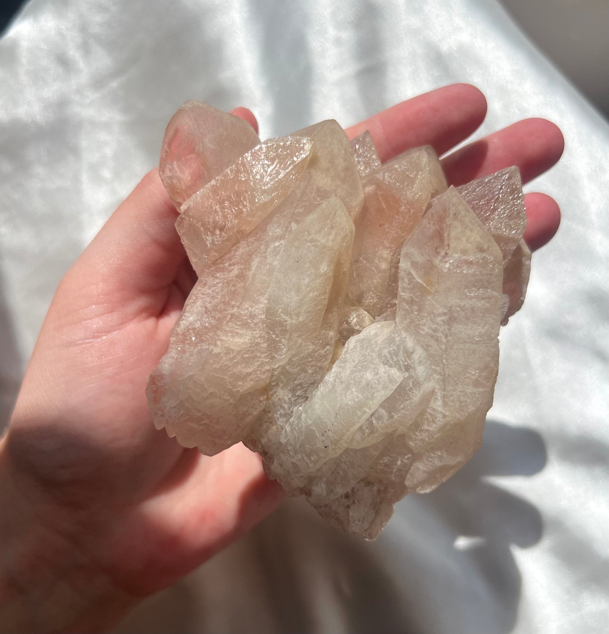 Gorgeous Pink Scarlett Temple Lemurian Cluster with Display Stand from Brazil