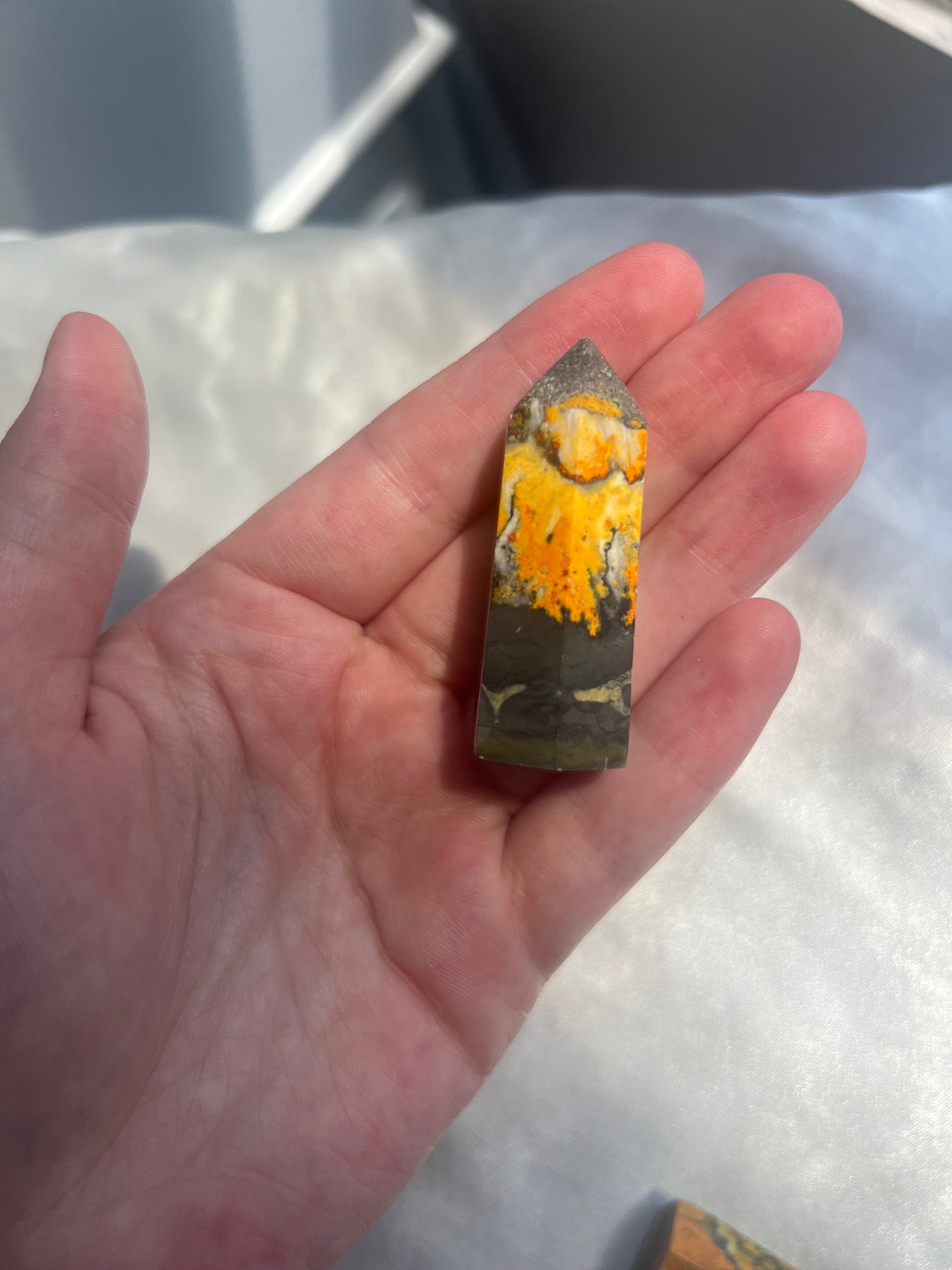 Mini Bumblebee Jasper Tower Carving | Small Bumble Bee Jasper Point