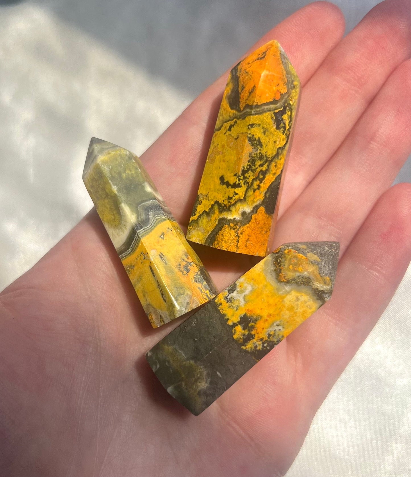 Mini Bumblebee Jasper Tower Carving | Small Bumble Bee Jasper Point