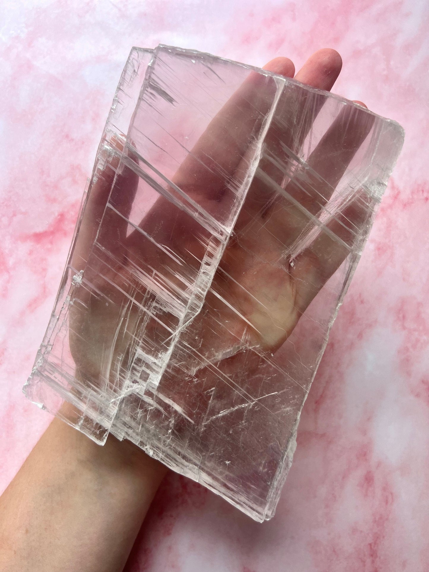 Gorgeous Pink Selenite Charging Plate | Pink Selenite Slab