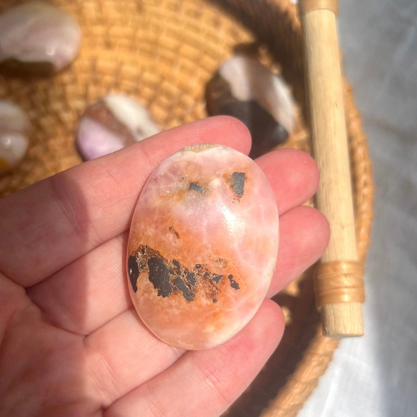 Beautiful Small Pink Aragonite Palm Stone From Pakistan