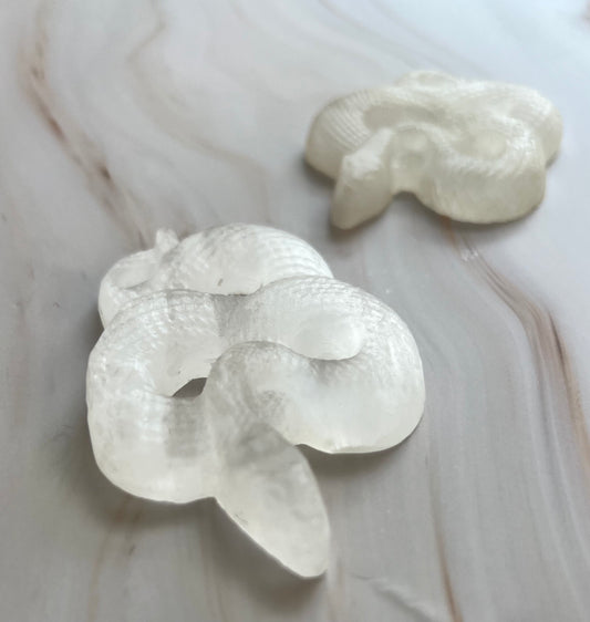 Gorgeous Selenite Snake Carving | One (1) Satin Spar Snake Carving