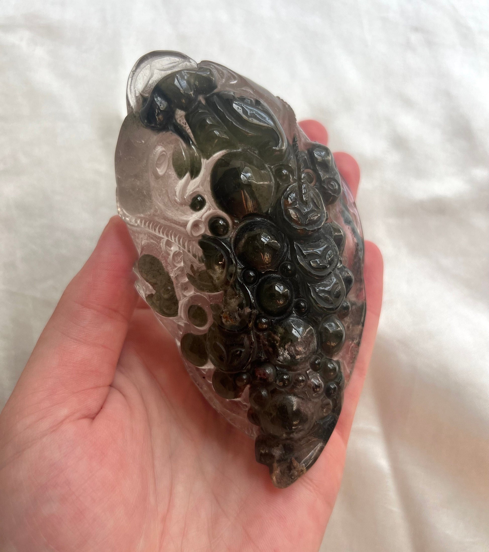 Gorgeous Master Carved Garden Quartz Money Toad | Quartz with Inclusions Money Frog Hand Carved