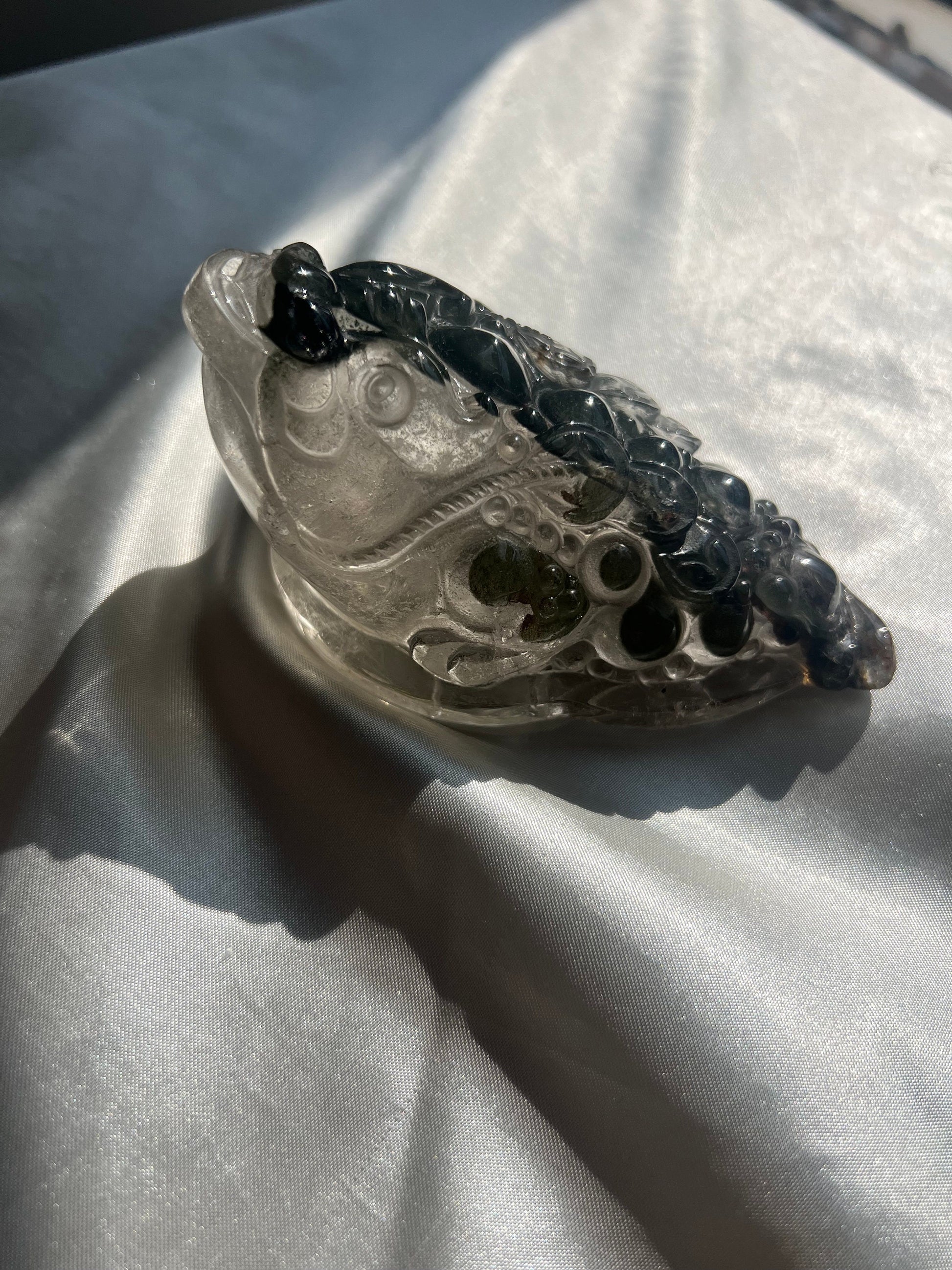 Gorgeous Master Carved Garden Quartz Money Toad | Quartz with Inclusions Money Frog Hand Carved