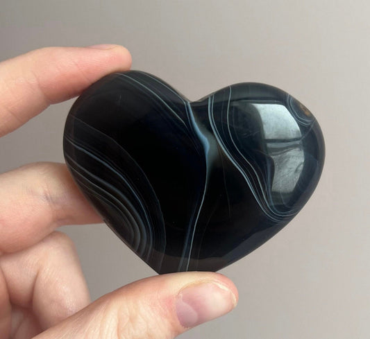 Black Onyx Heart Carving