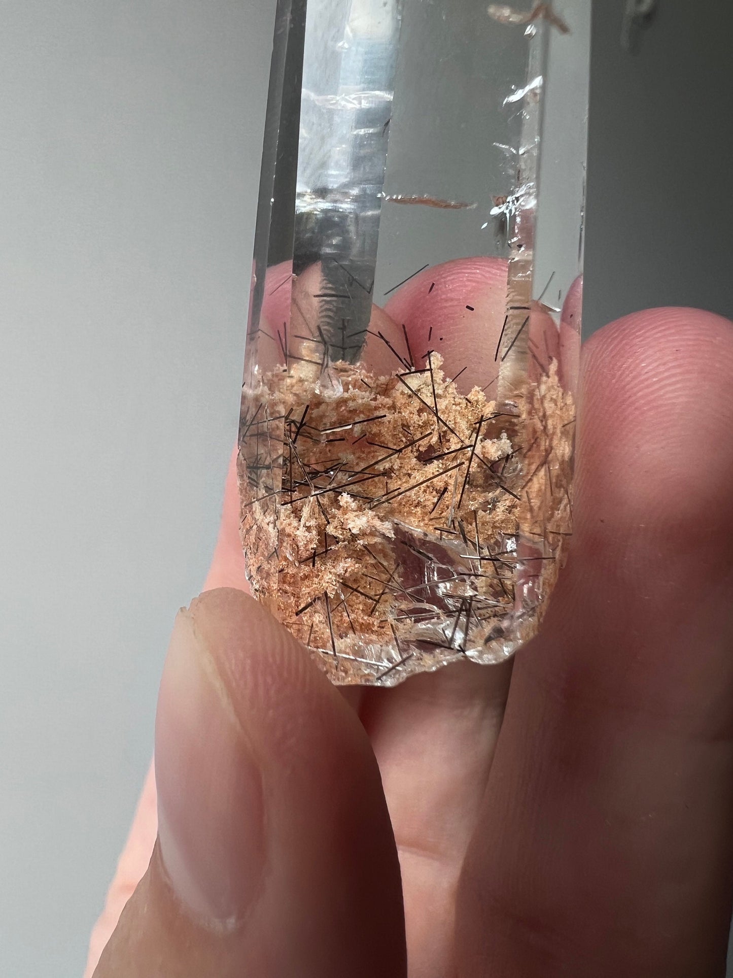 AAA Garden Quartz Point with Black Rutile Inclusions from Brazil