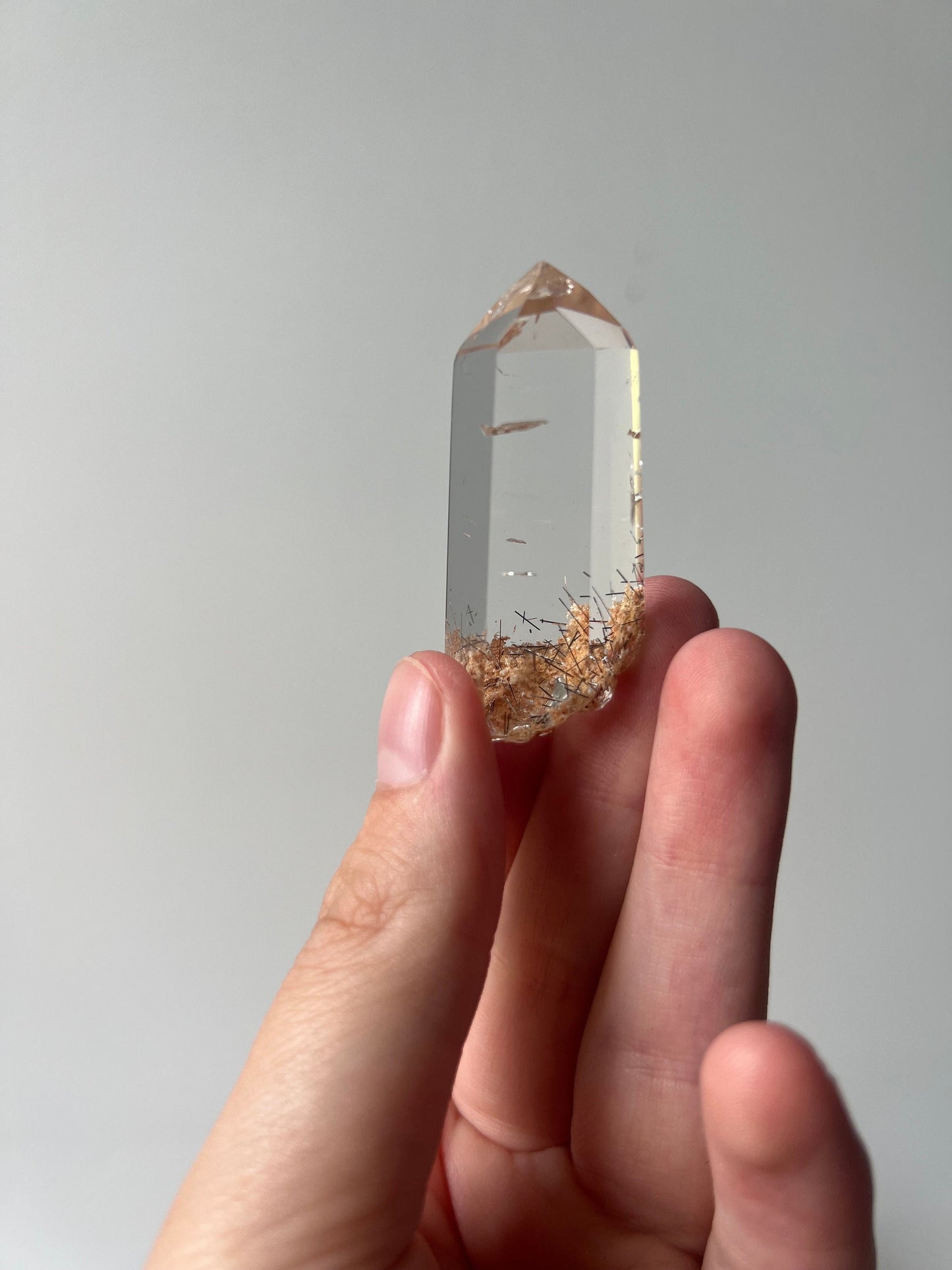 AAA Garden Quartz Point with Black Rutile Inclusions from Brazil