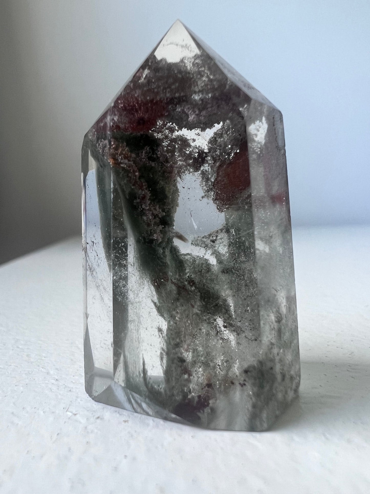 Gorgeous Garden Quartz Mini Tower with Chlorite Phantoms | Chlorite Quartz with Inclusions