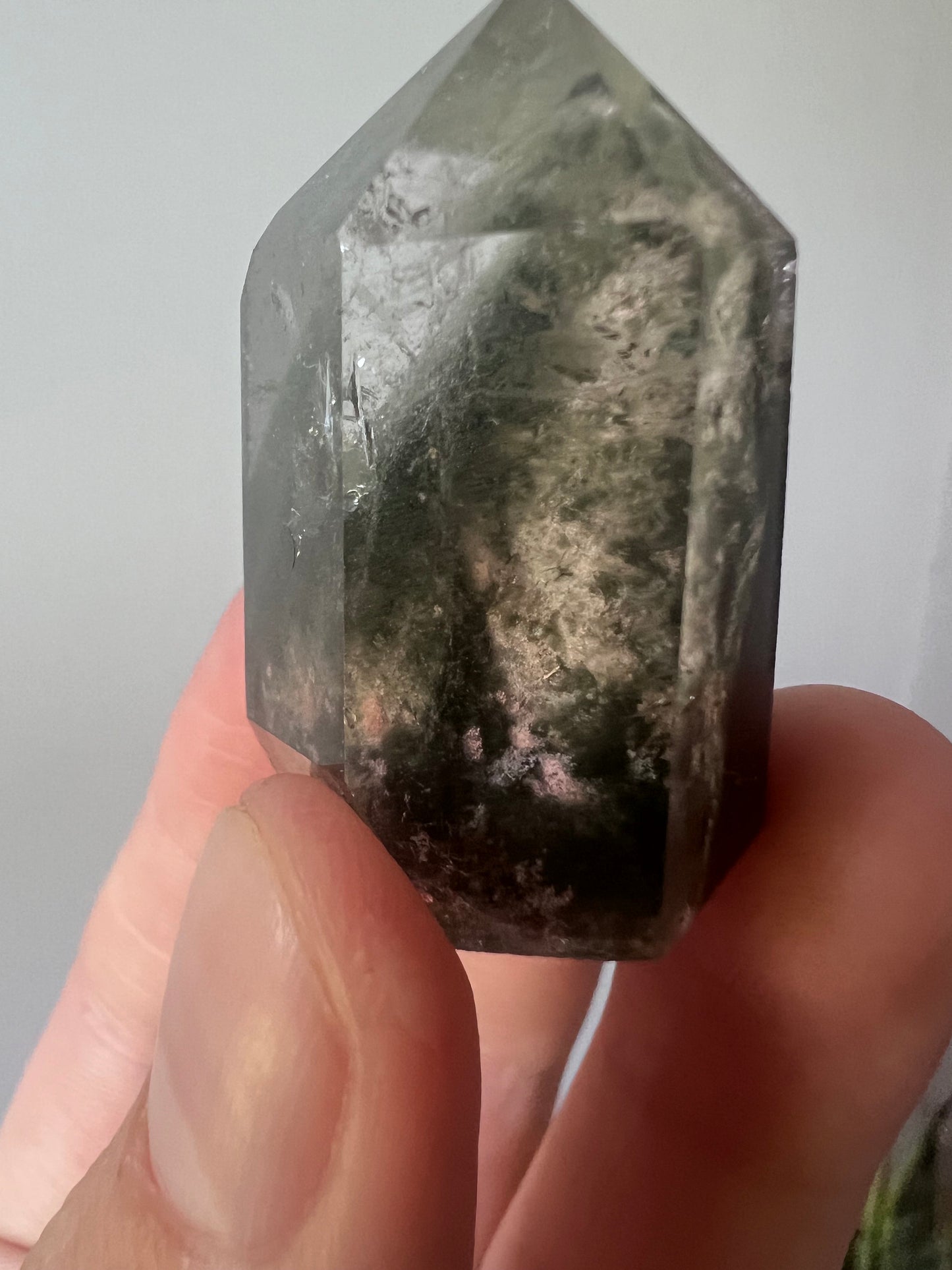 Gorgeous Garden Quartz Mini Tower with Chlorite Phantoms | Chlorite Quartz with Inclusions