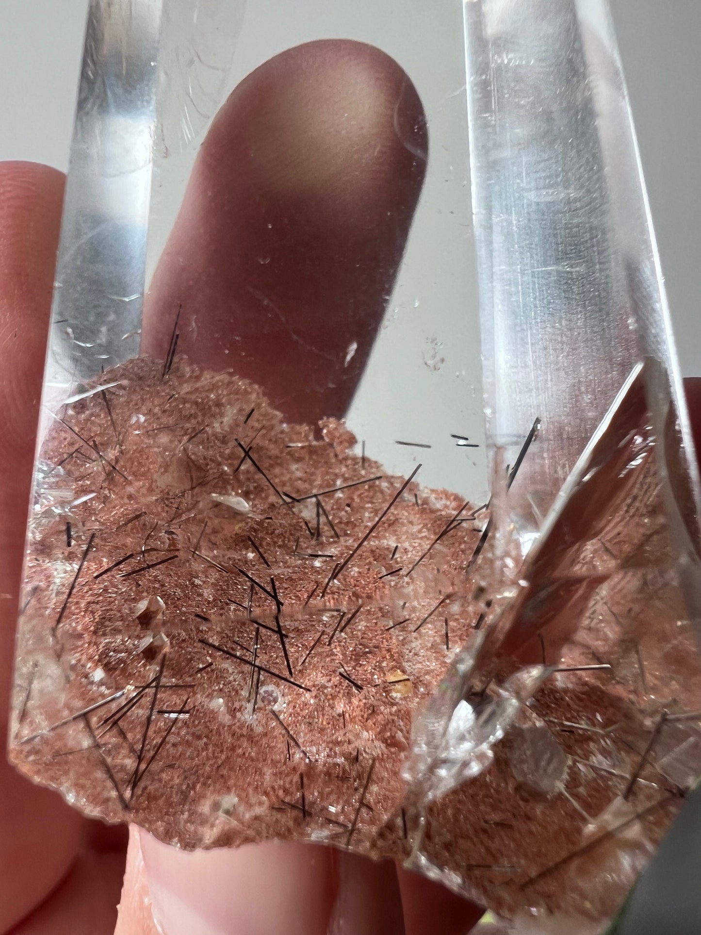 AAA Garden Quartz Point with Black Rutile Inclusions from Brazil
