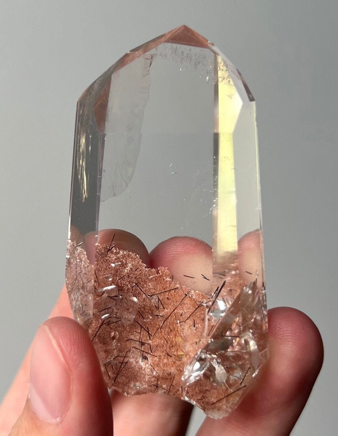 AAA Garden Quartz Point with Black Rutile Inclusions from Brazil