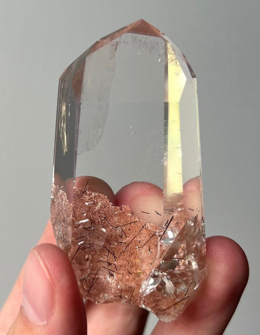 AAA Garden Quartz Point with Black Rutile Inclusions from Brazil