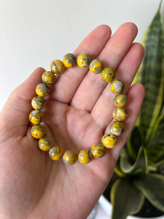 Gorgeous Bumblebee Jasper 8mm Bracelet | Handmade 8mm Bumble Bee Jasper Bracelet
