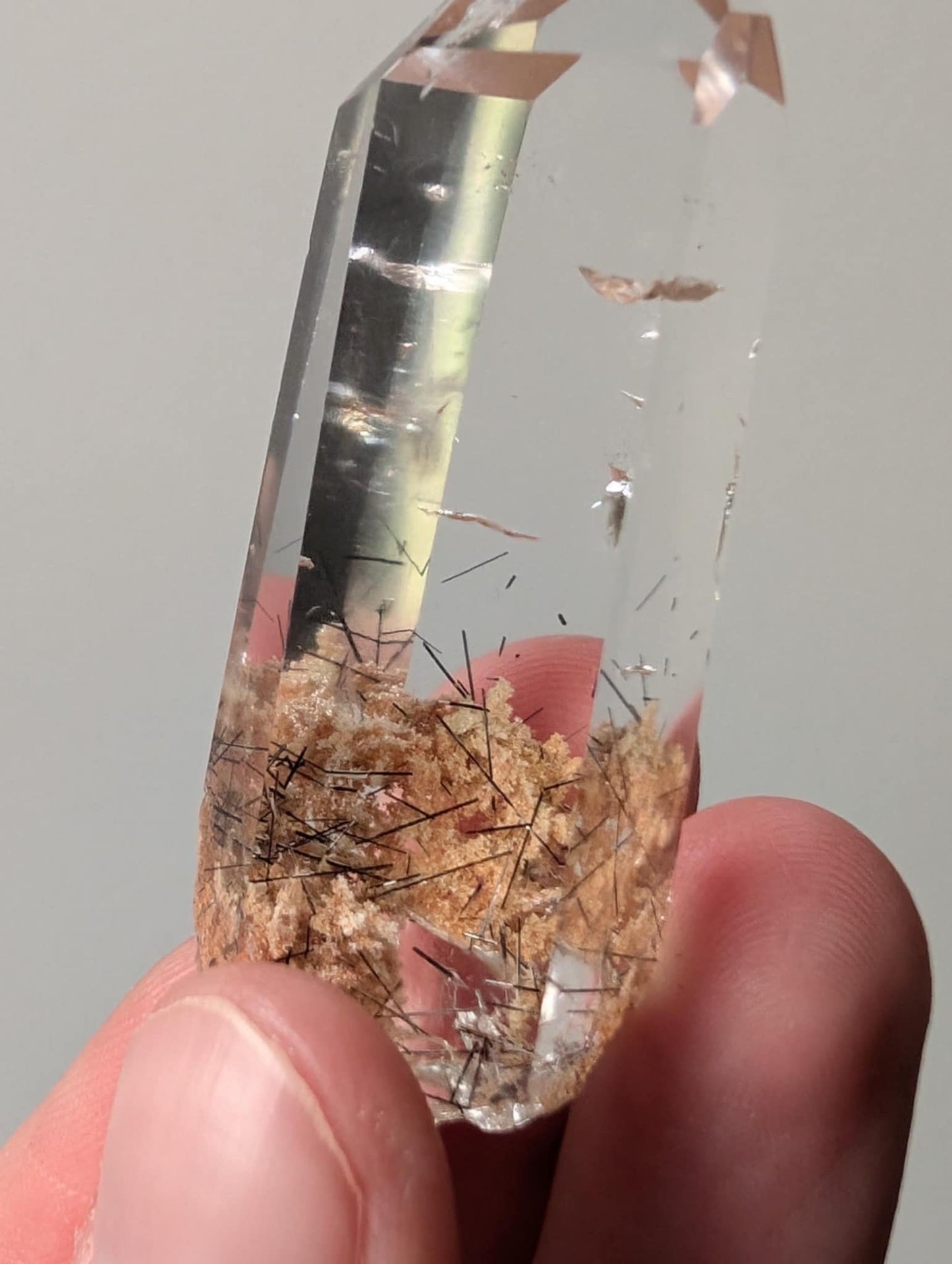 AAA Garden Quartz Point with Black Rutile Inclusions from Brazil