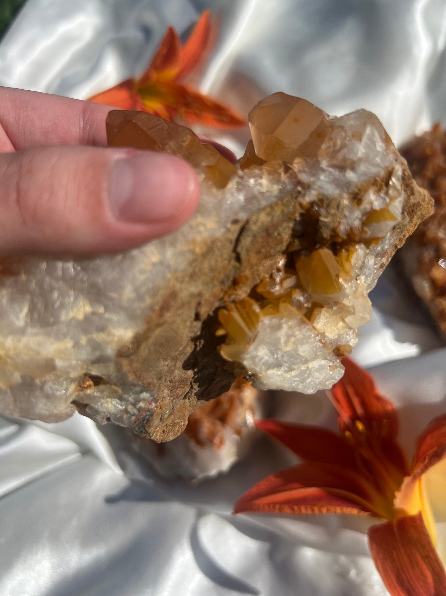 Tangerine Quartz Cluster | Raw Tangerine Quartz Cluster from Brazil