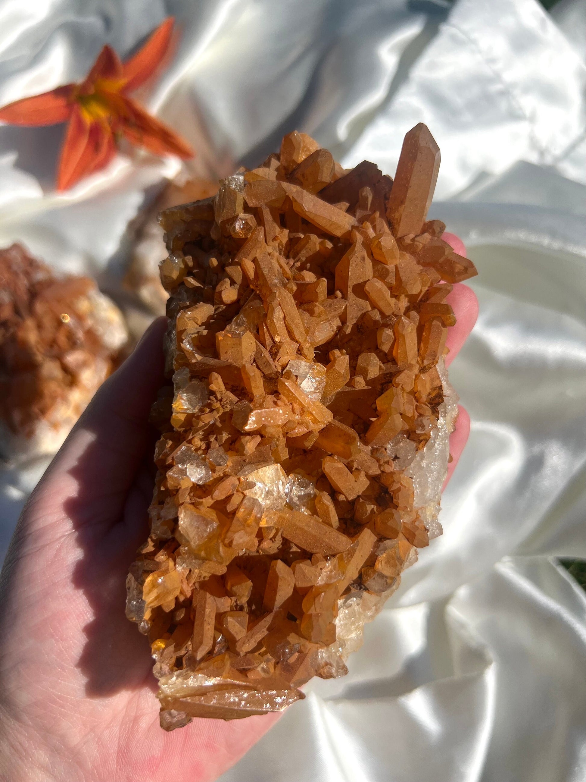 Tangerine Quartz Cluster Large | Raw Tangerine Quartz Cluster from Brazil