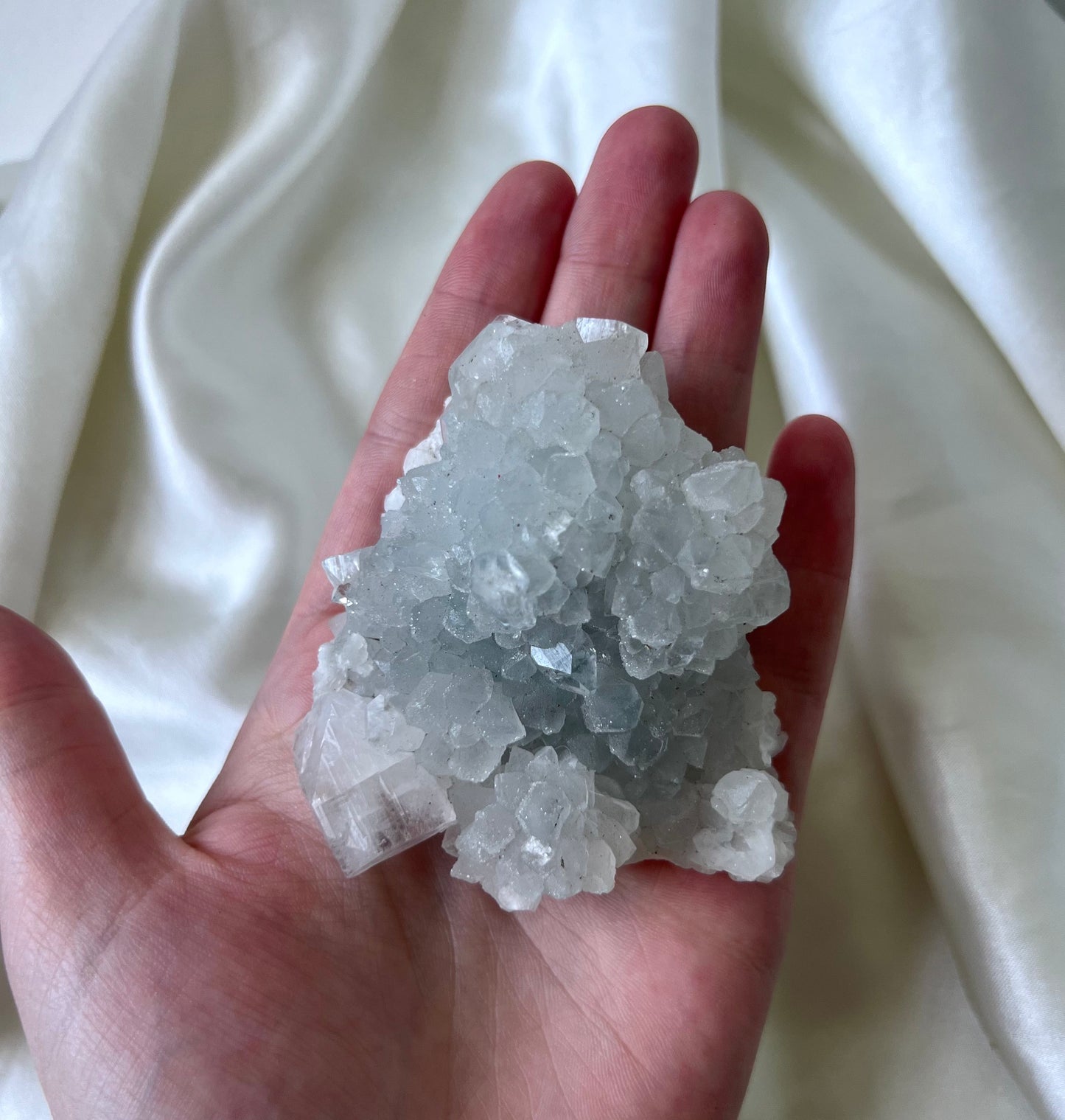 Raw Apophyllite on Chalcedony Cluster | Diamond Apophyllite