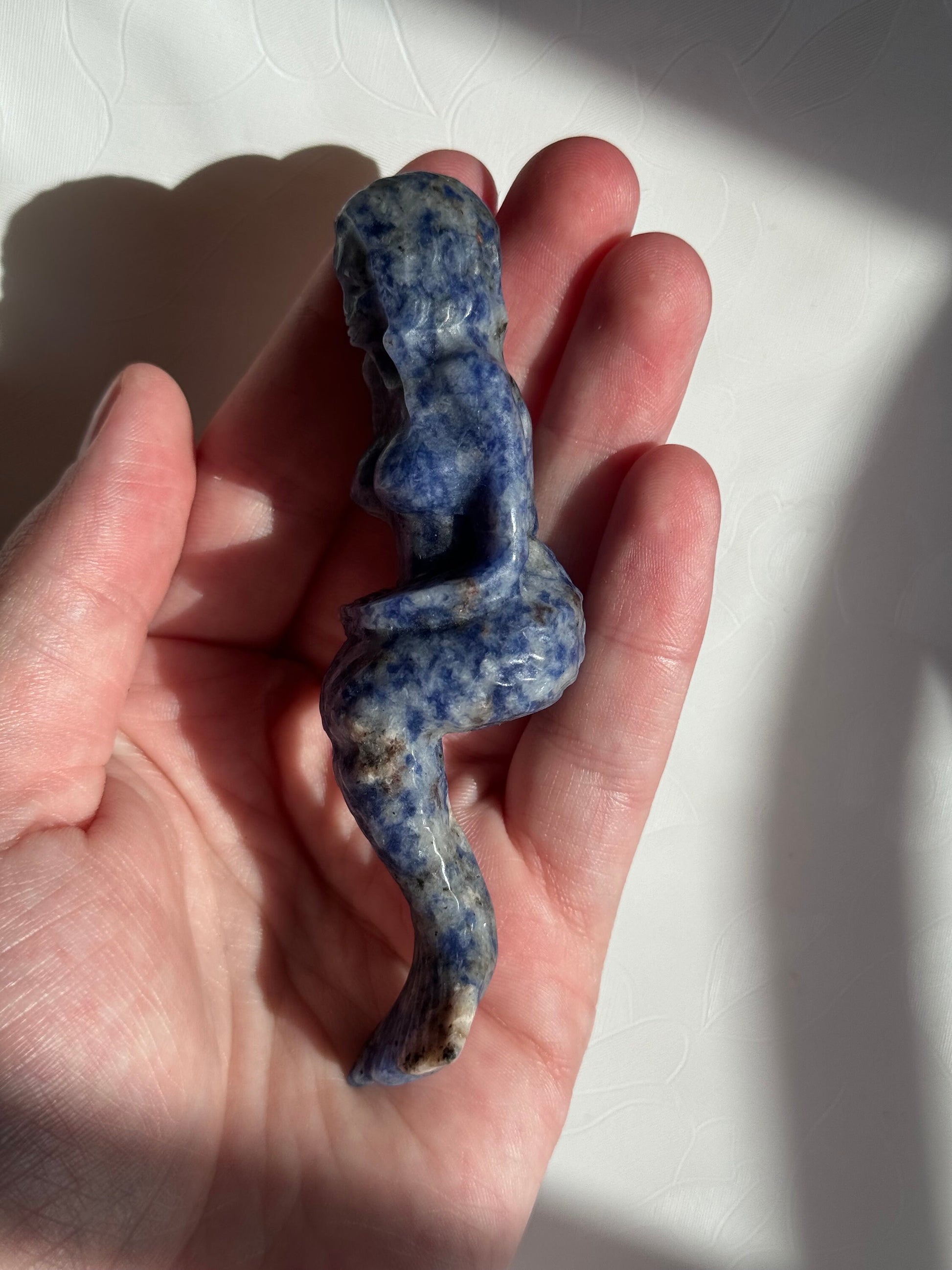Gorgeous Blue Sodalite Mermaid Carving | Hand Carved Sodalite Mermaid
