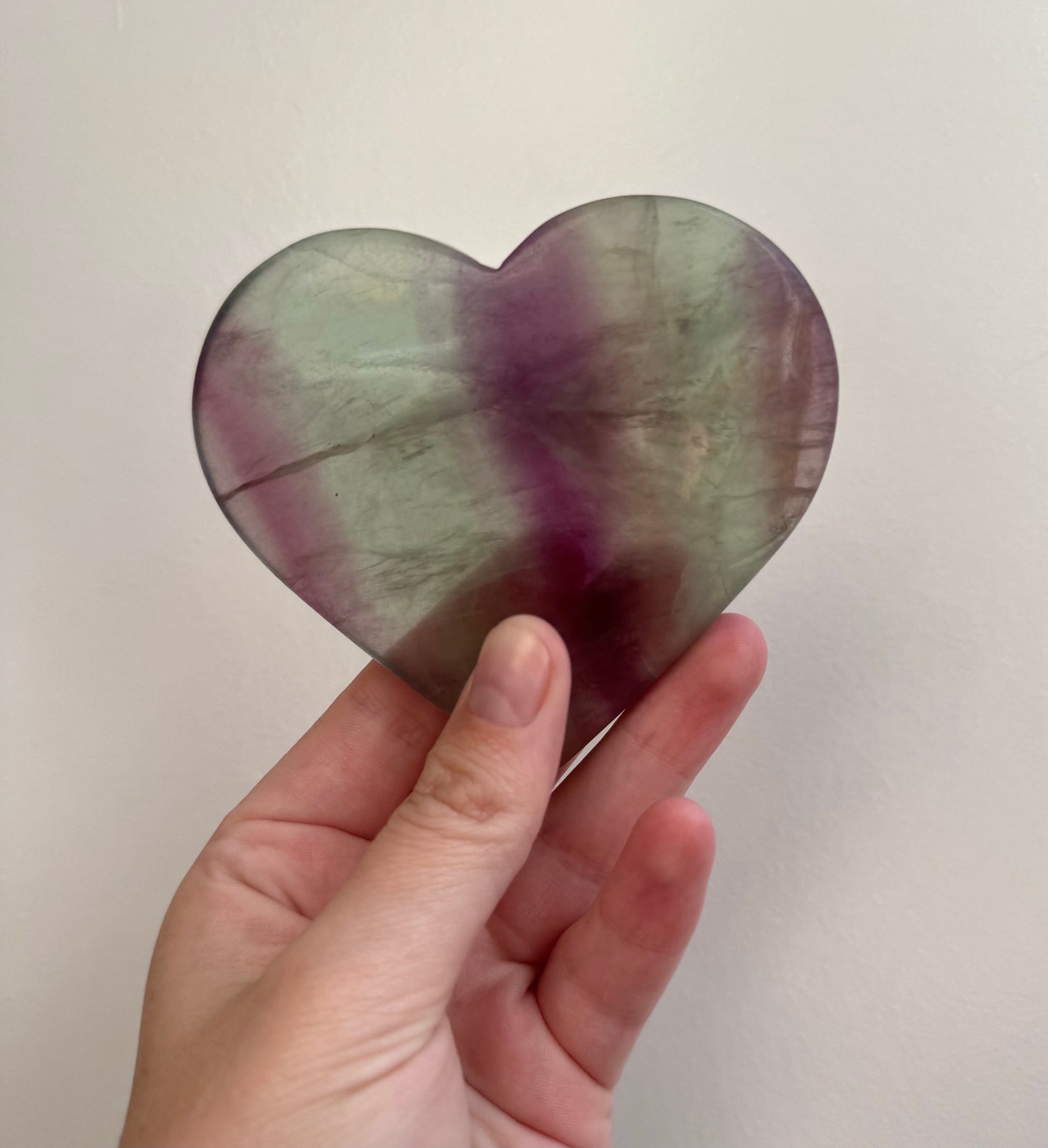 Gorgeous Large Candy Fluorite Heart Carving | Big Rainbow Fluorite Heart