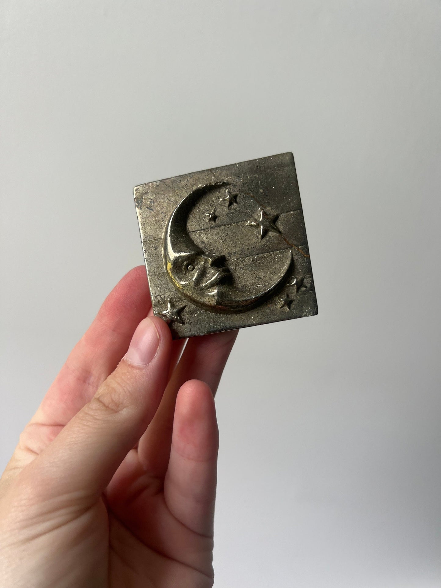 Gorgeous Pyrite Moon & Stars Carving from Peru