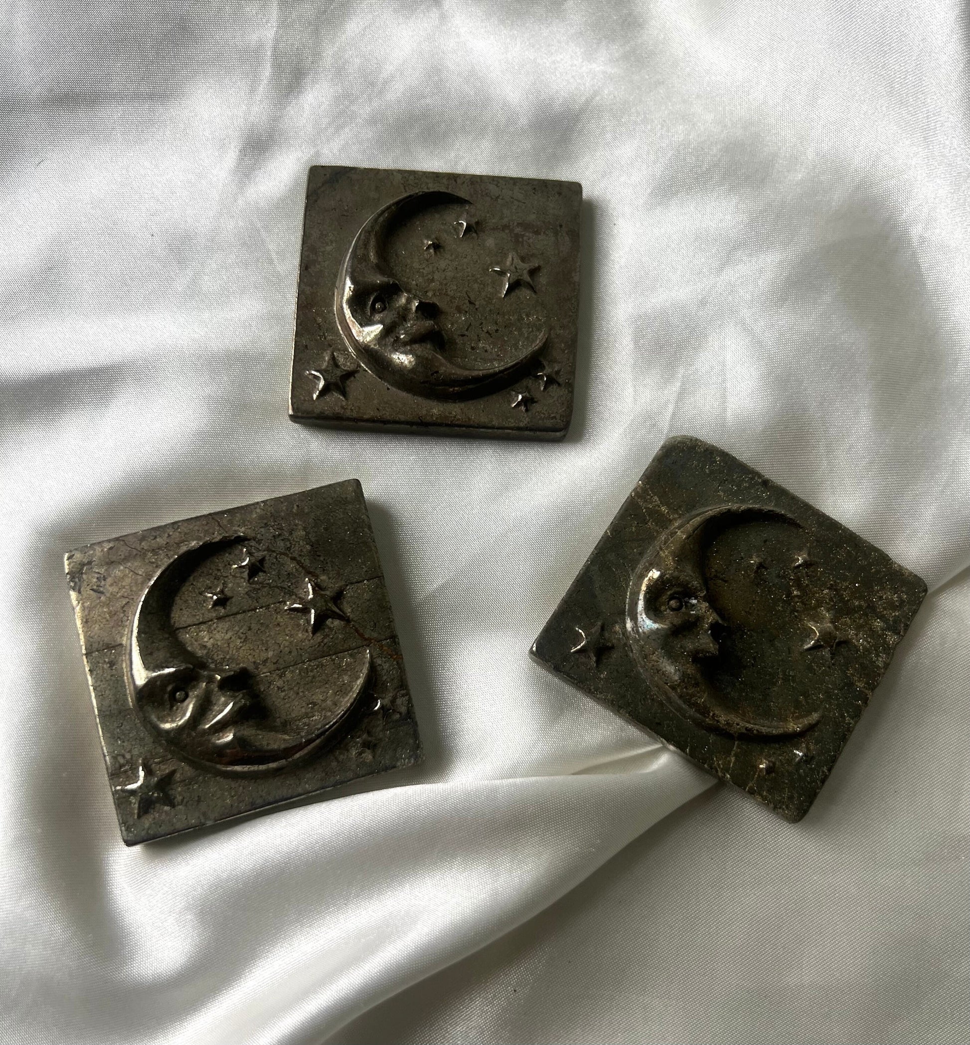 Gorgeous Pyrite Moon & Stars Carving from Peru