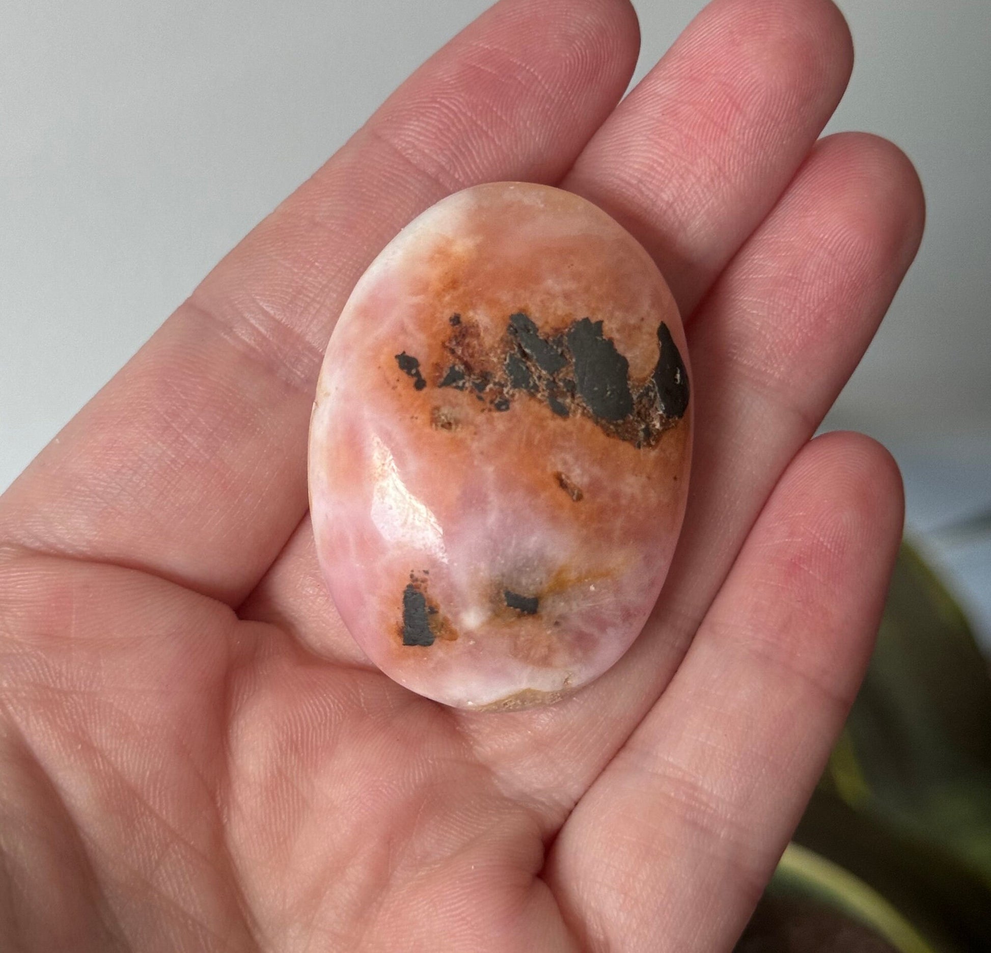 Beautiful Small Pink Aragonite Palm Stone From Pakistan