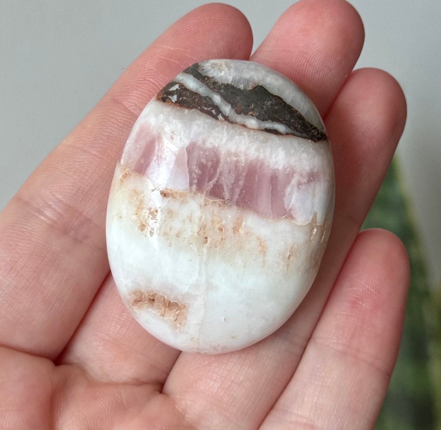 Beautiful Small Pink Aragonite Palm Stone From Pakistan