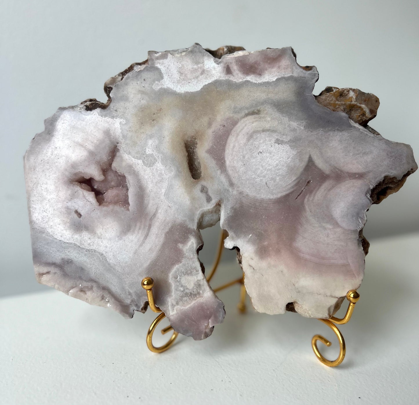 XL Gorgeous Druzy Pink Amethyst Slab with Display Stand from Brazil