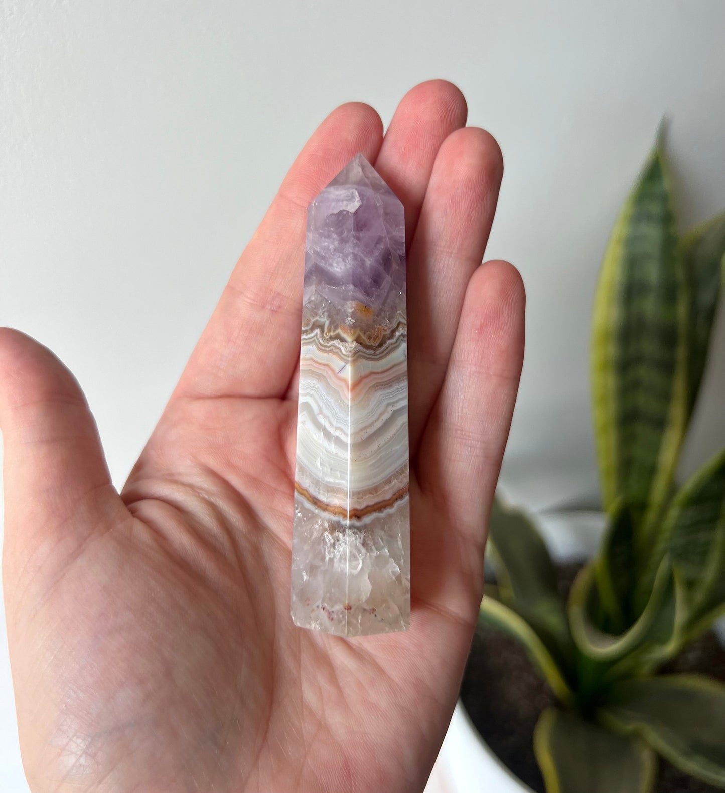 Beautiful Banded Lace Agate Amethyst Tower