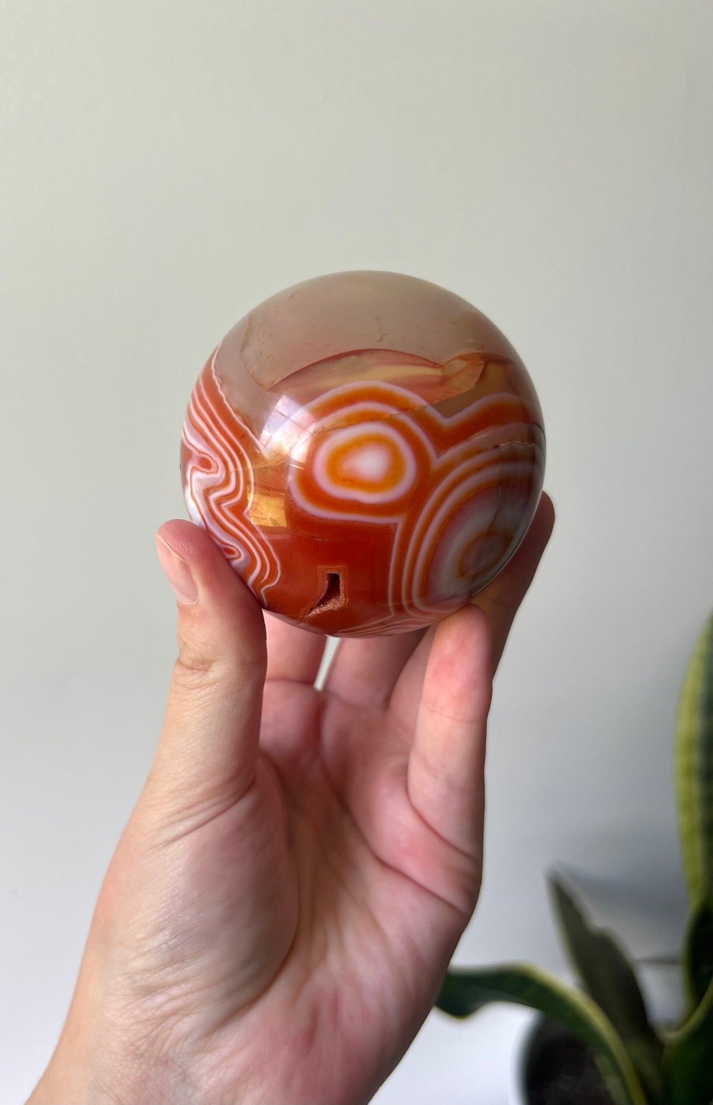 Gorgeous Banded Sardonyx Sphere Carving | Carnelian Agate Sphere