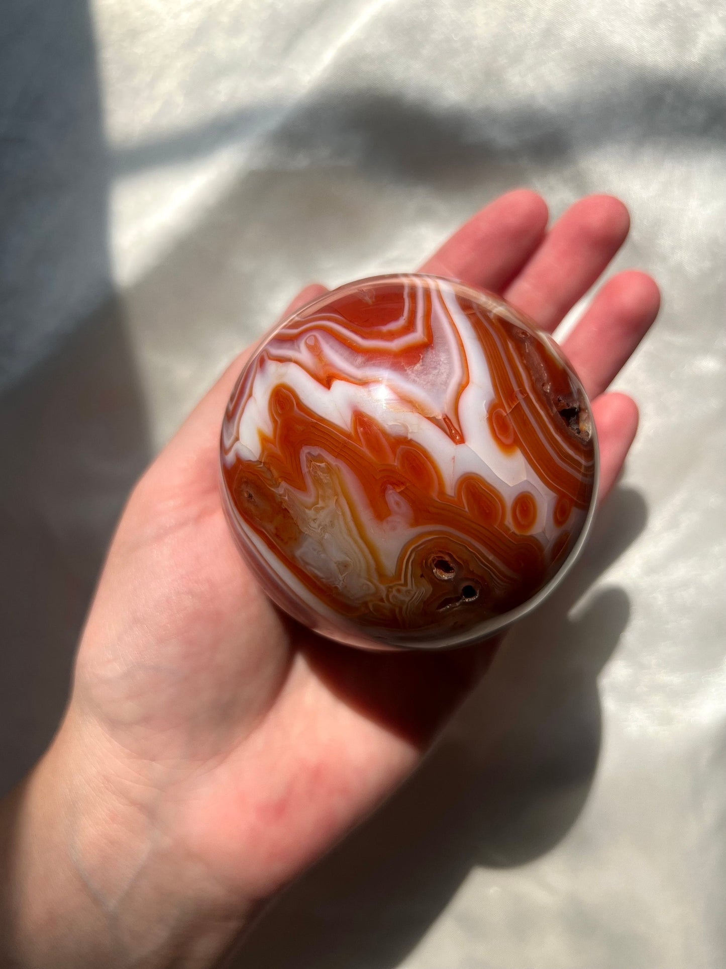 Gorgeous Banded Sardonyx Sphere Carving | Carnelian Agate Sphere