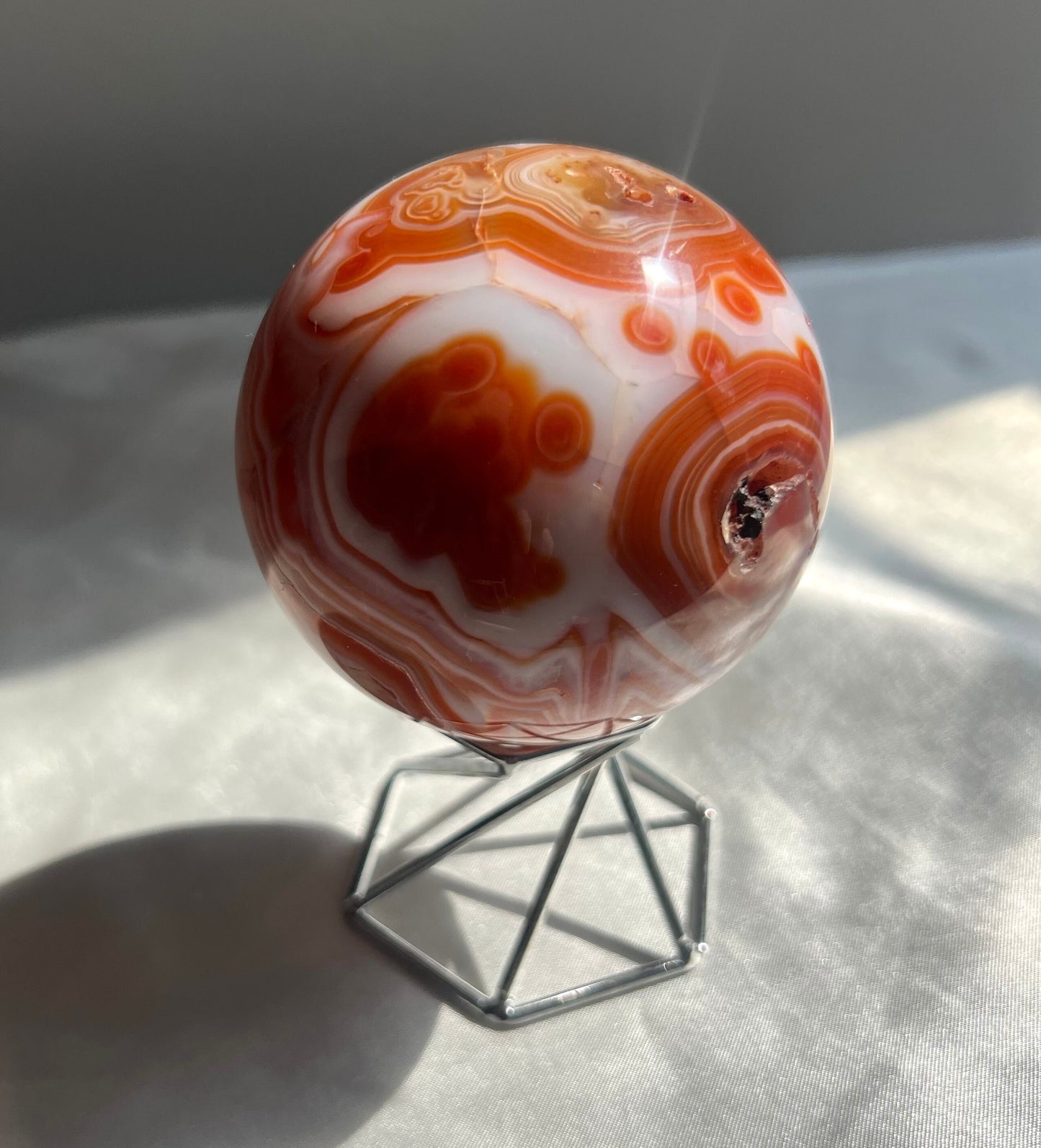Gorgeous Banded Sardonyx Sphere Carving | Carnelian Agate Sphere
