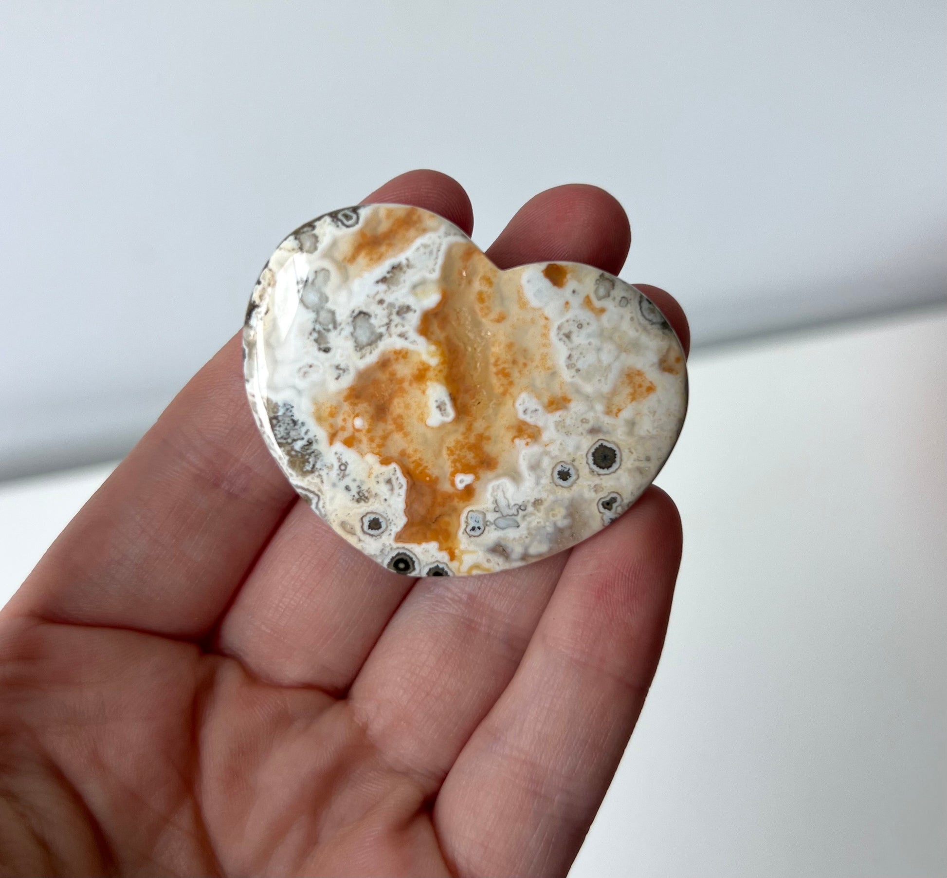 Gorgeous Veinless Ocean Jasper Heart Carving from Madagascar