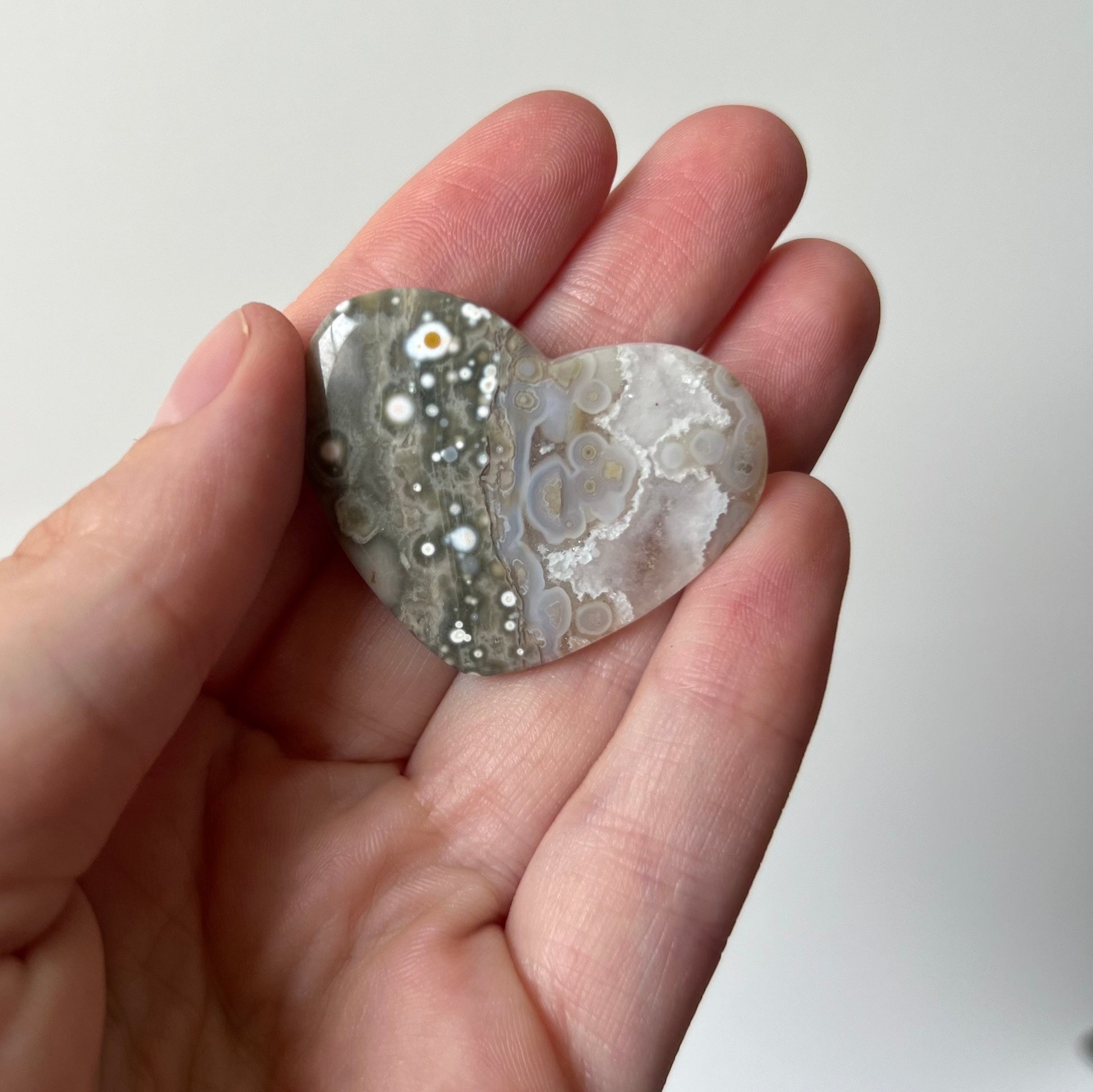 Gorgeous Veinless Ocean Jasper Heart Carving from Madagascar