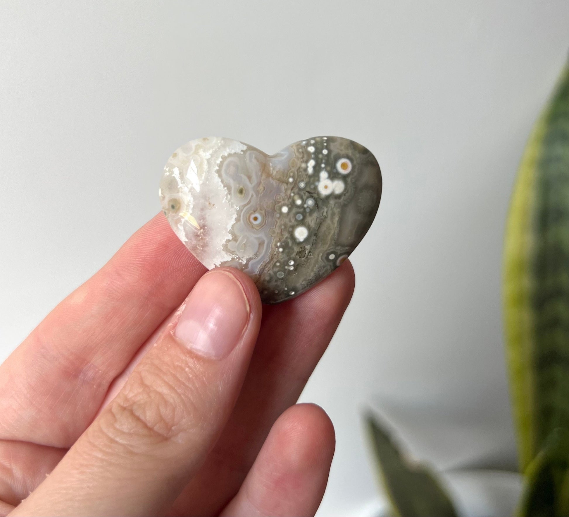 Gorgeous Veinless Ocean Jasper Heart Carving from Madagascar