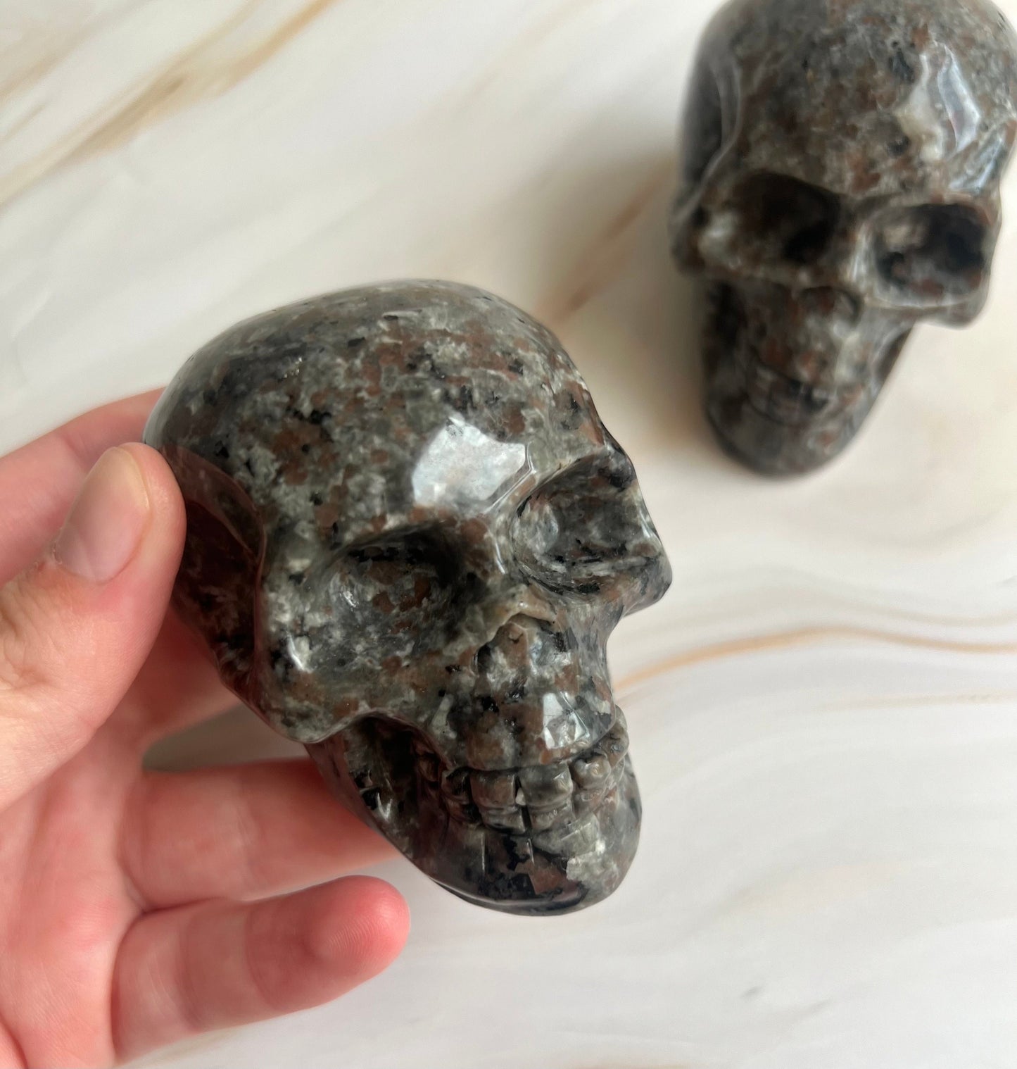 Stunning UV Reactive Yooperlite Skull Carvings | One (1) Yooperlite Skull
