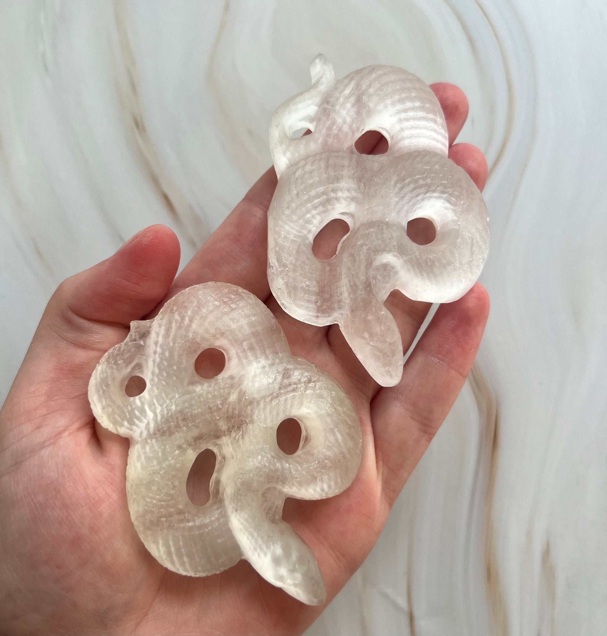 Gorgeous Selenite Snake Carving | One (1) Satin Spar Snake Carving