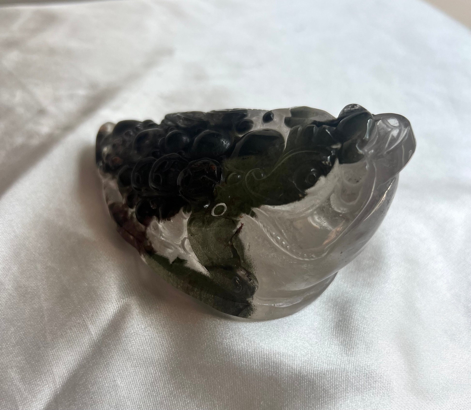 Gorgeous Master Carved Garden Quartz Money Toad | Quartz with Inclusions Money Frog Hand Carved