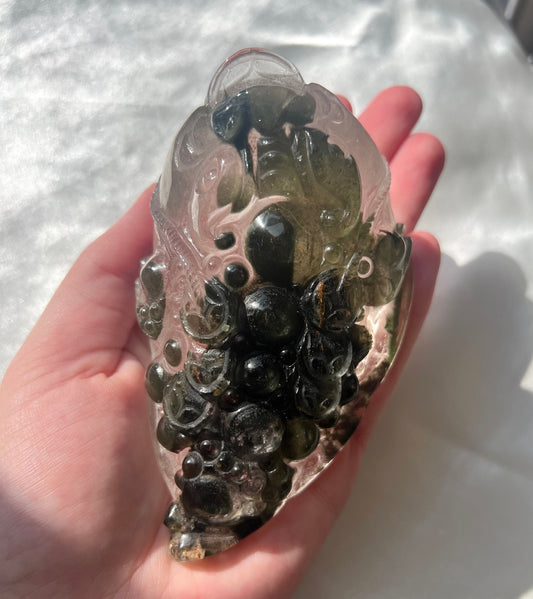 Gorgeous Master Carved Garden Quartz Money Toad | Quartz with Inclusions Money Frog Hand Carved