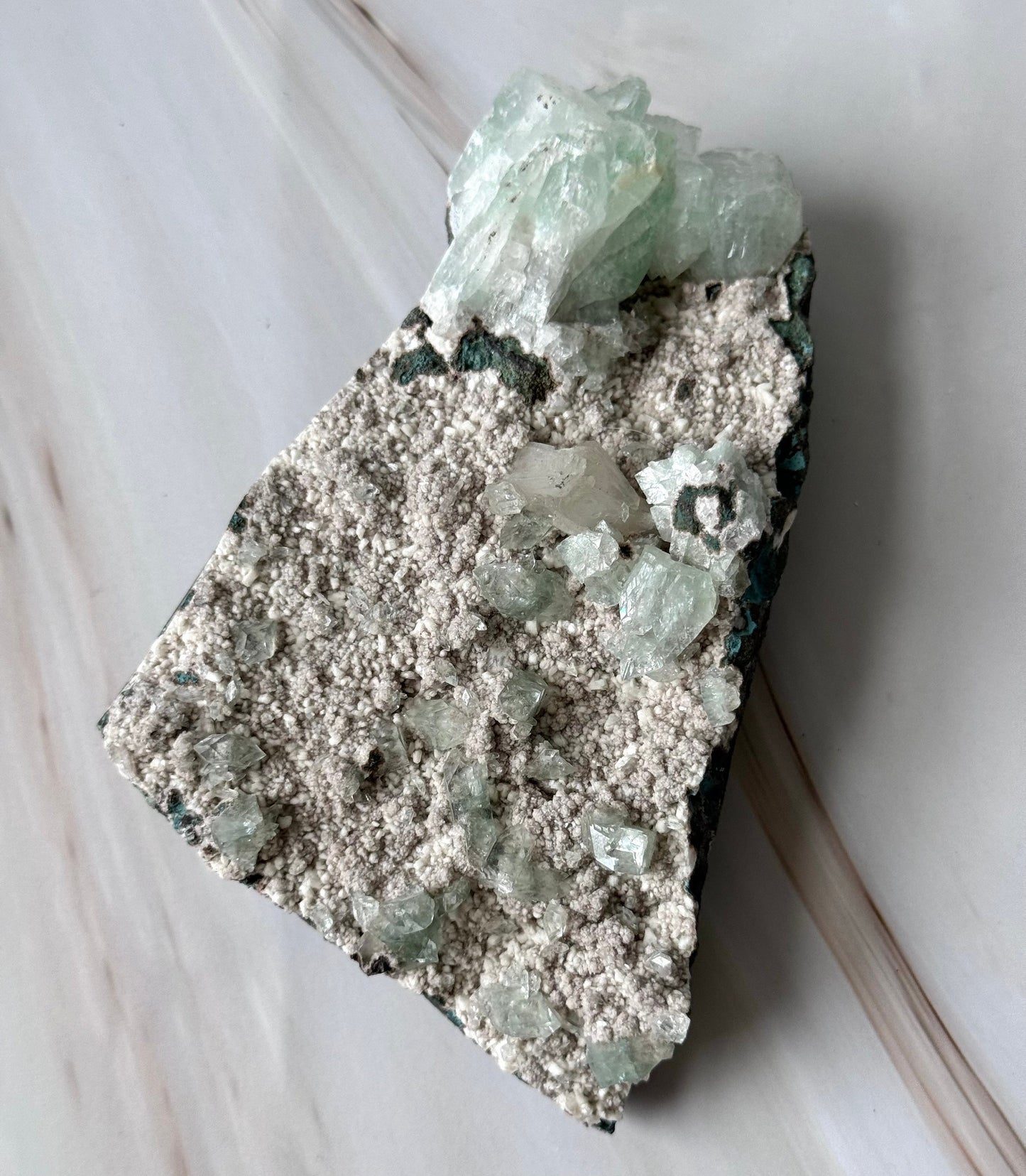 Stunning Green Apophyllite on Scolecite Specimen from India | Green Apophyllite on Scolecite Cluster