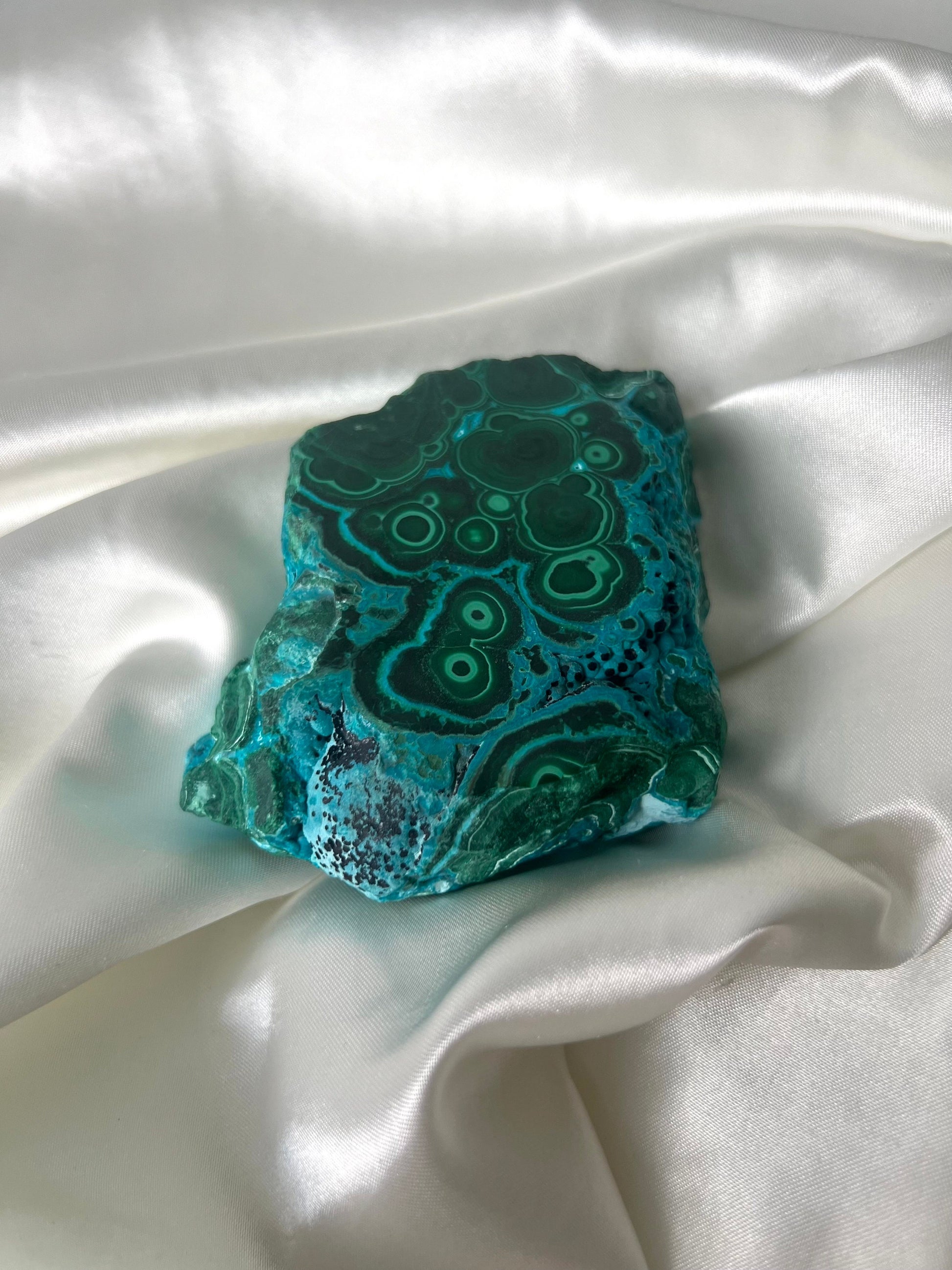 Gorgeous Chrysocolla Malachite Semi-Polished Specimen | Malachola Specimen Raw Semi Polished