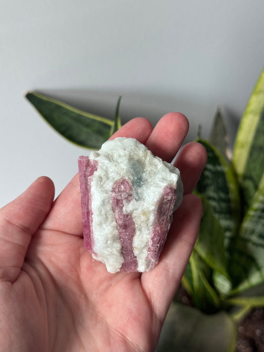 Gorgeous Pink Tourmaline on Albite with Aquamarine Specimen from Brazil