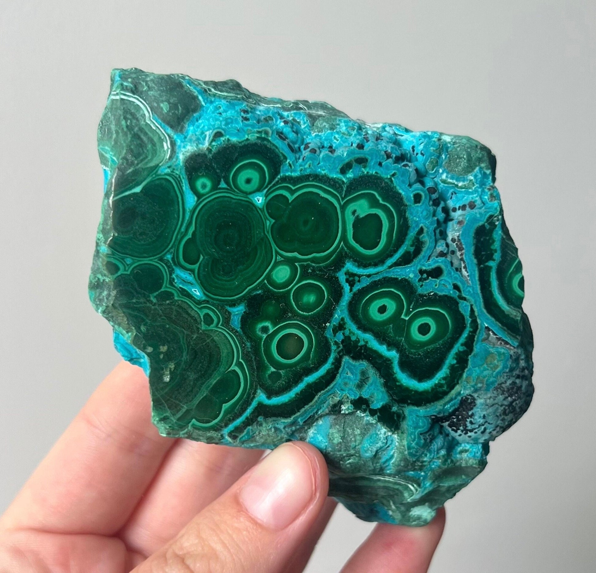 Gorgeous Chrysocolla Malachite Semi-Polished Specimen | Malachola Specimen Raw Semi Polished