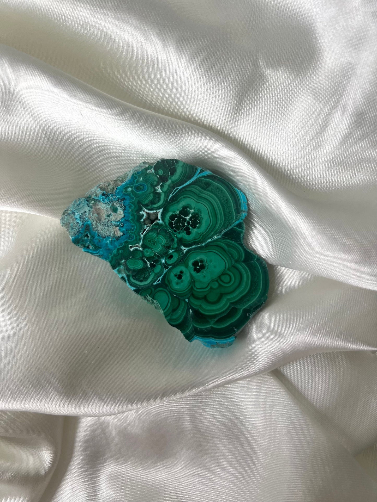 Gorgeous Malachite on Chrysocolla Mini Slab | Malachola Chrysocolla Malachite Slice