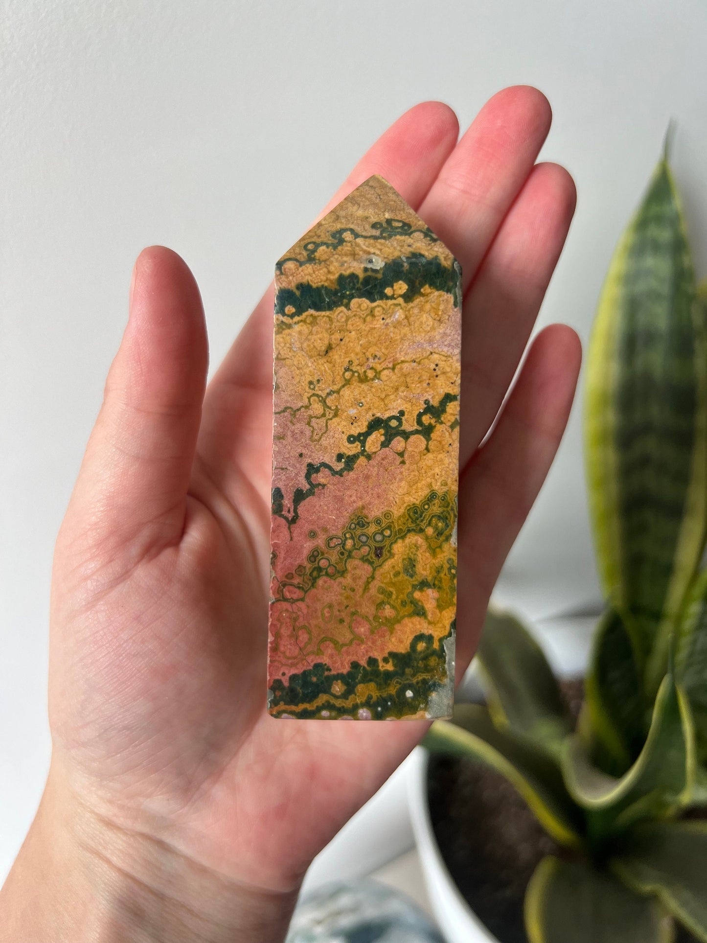 GORGEOUS Pink & Orange Ocean Jasper Tower | Veinless Ocean Jasper Obelisk