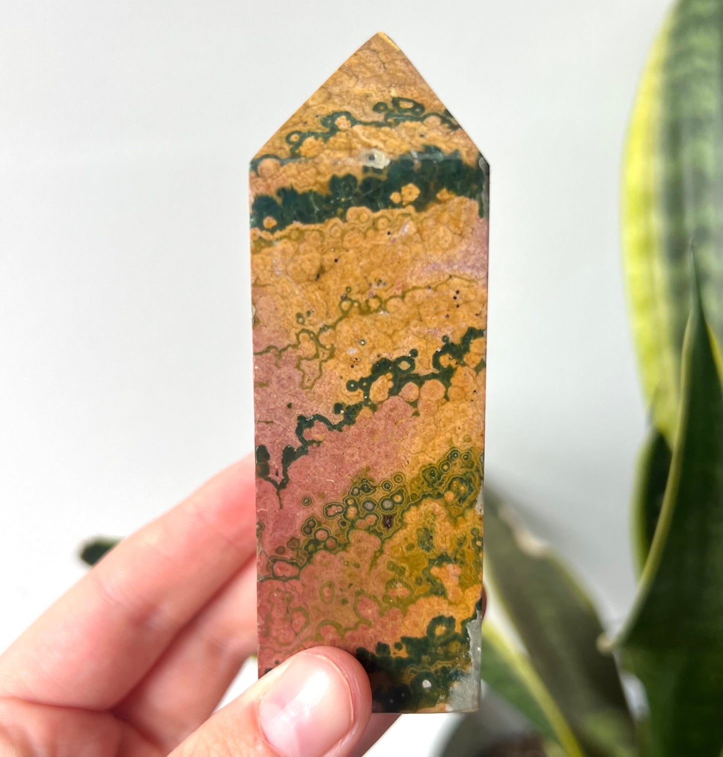 GORGEOUS Pink & Orange Ocean Jasper Tower | Veinless Ocean Jasper Obelisk