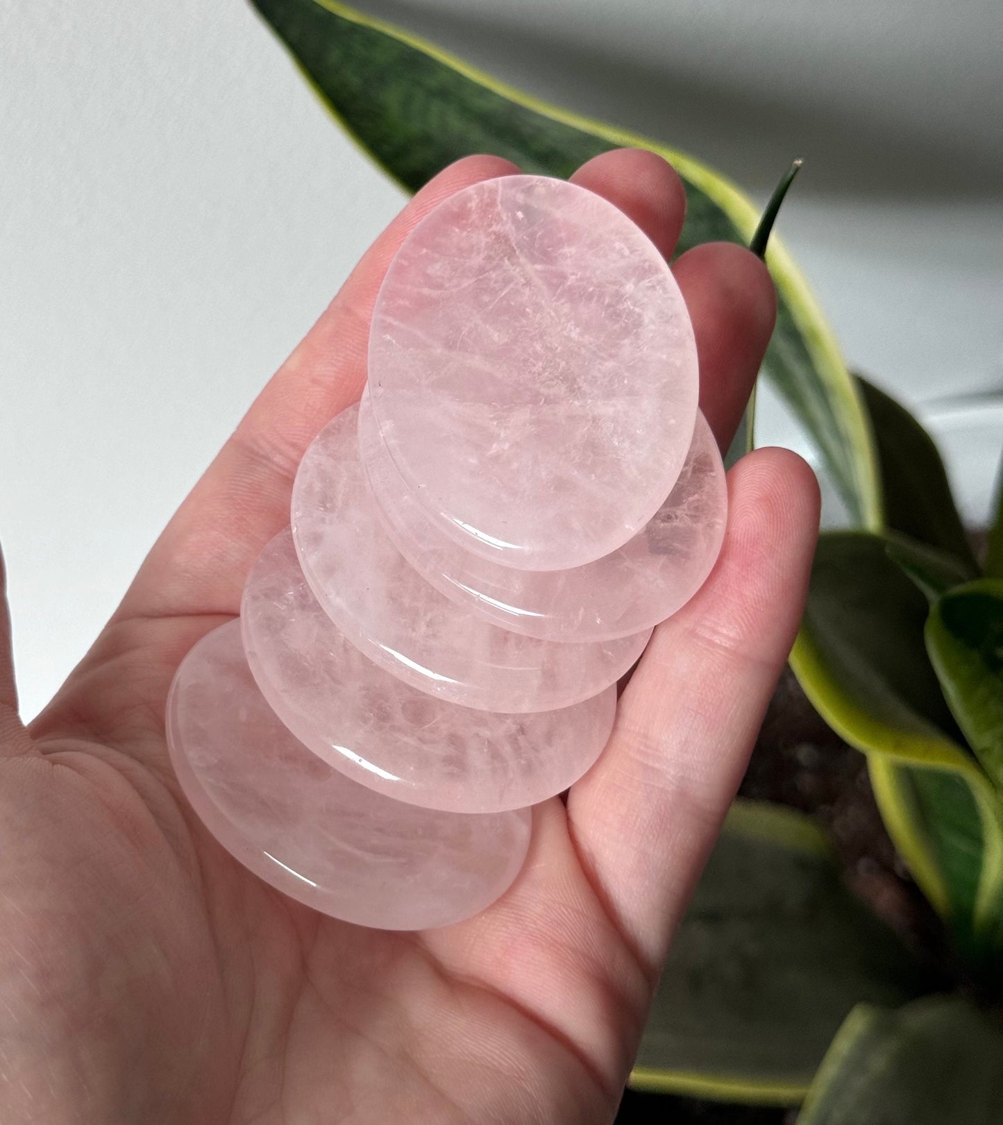 Gorgeous Rose Quartz Worry Stone Carvings | Thumb Stone Touch Stone Rose Quartz