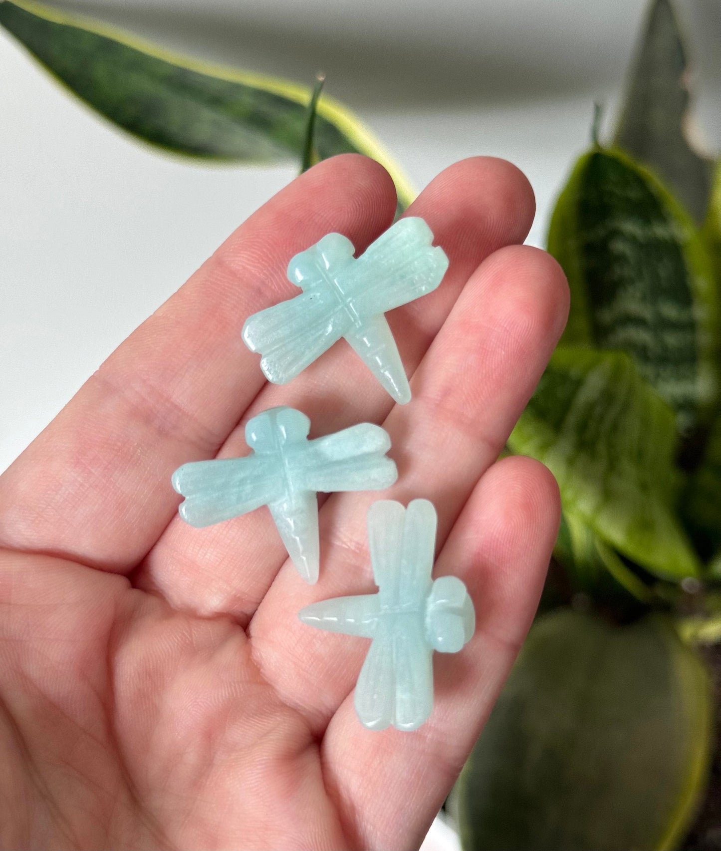 Gorgeous Mini Dragonfly Carvings Amazonite Rose Quartz Flower Agate Dragonflies