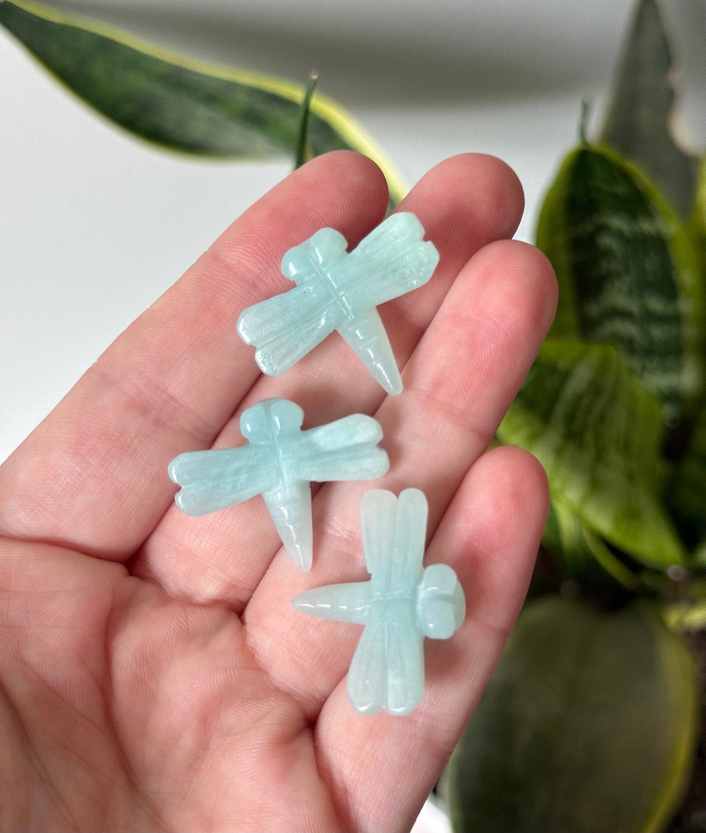 Gorgeous Mini Dragonfly Carvings Amazonite Rose Quartz Flower Agate Dragonflies